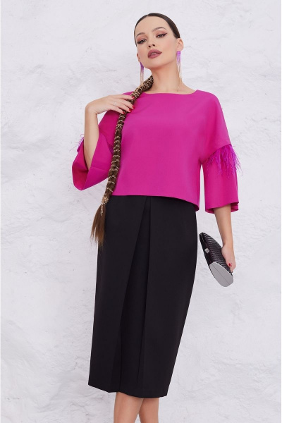 Женский костюм юбочный с рукавами-метелками и складками Lissana 4844 - фото 2