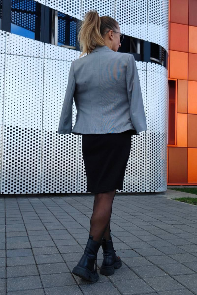 Полуприлегающий жакет в гусиный лапка с рукавом 3/4 S. Veles 5-125 гусиная лапка - фото 5