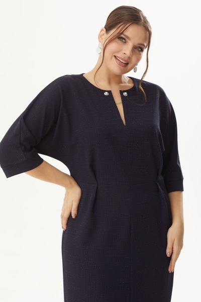 Платье люрексовое из трикотажа с складками и разрезом Michel chic 2151 синий - фото 6