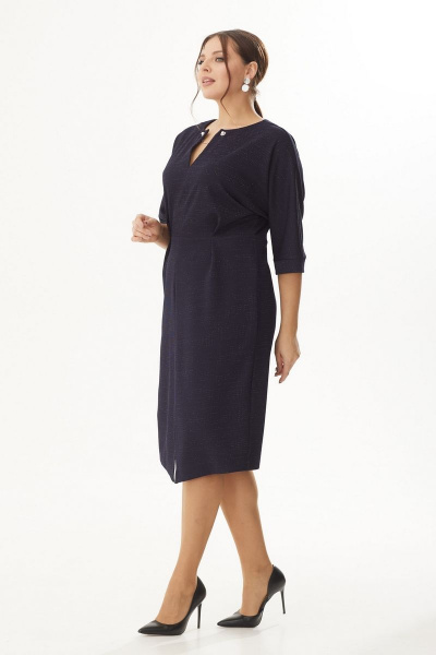 Платье люрексовое из трикотажа с складками и разрезом Michel chic 2151 синий - фото 4