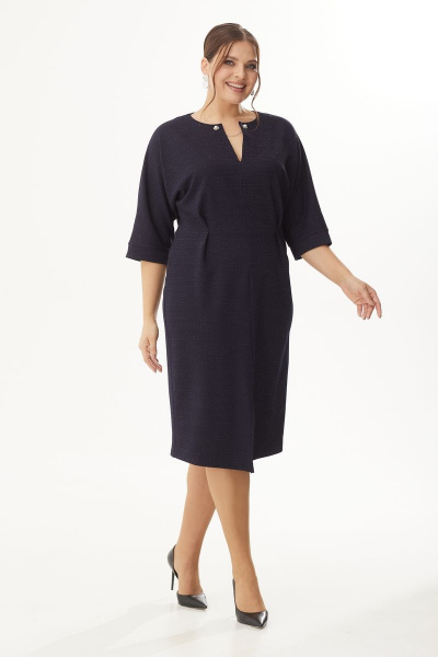 Платье люрексовое из трикотажа с складками и разрезом Michel chic 2151 синий - фото 3