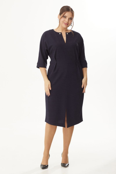 Платье люрексовое из трикотажа с складками и разрезом Michel chic 2151 синий - фото 2