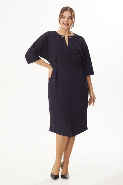 Платье люрексовое из трикотажа с складками и разрезом Michel chic 2151 синий - фото 1