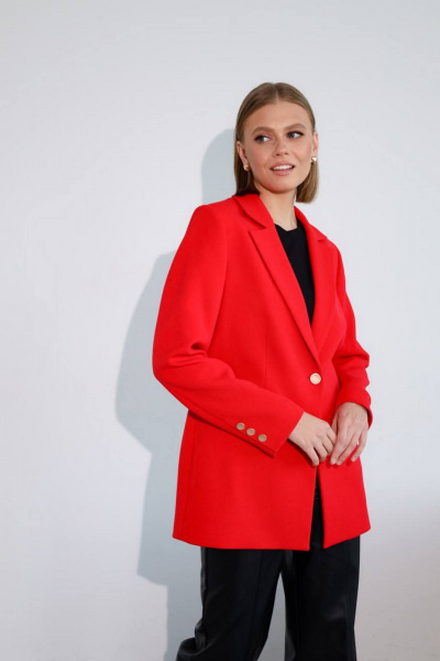 Яркий деловой жакет однобортный на пуговицах PUR PUR 11-236 - фото 4