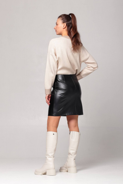 Юбка трапеция из экокожи, демисезон, молодёжный стиль Соджи 569 черный - фото 3