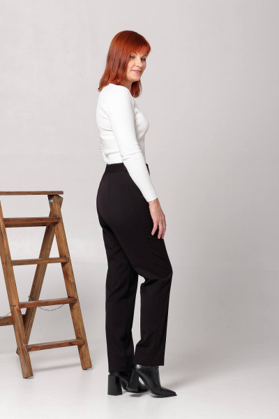 Классические брюки со стрелками и спиновой резинкой Соджи 557 черный - фото 3