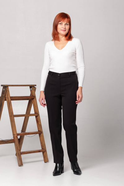 Классические брюки со стрелками и спиновой резинкой Соджи 557 черный - фото 2