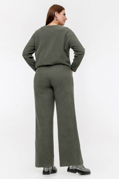 Брюки с высокой посадкой и фигурной линией входа в карман La rouge 8053 хаки - фото 3
