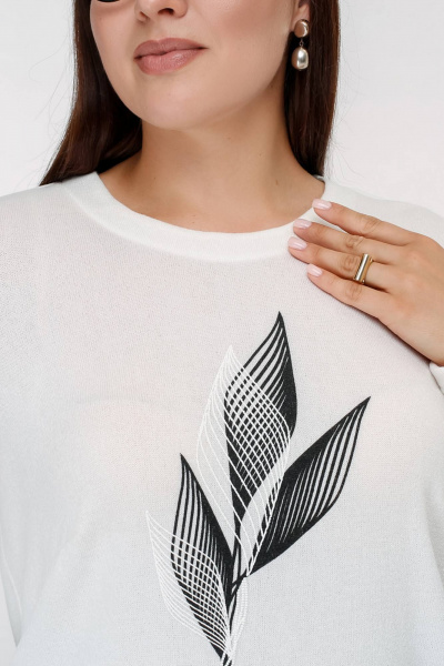 Джемпер с авторской печатью и поясом из ангоры La rouge 3329 молоко - фото 6