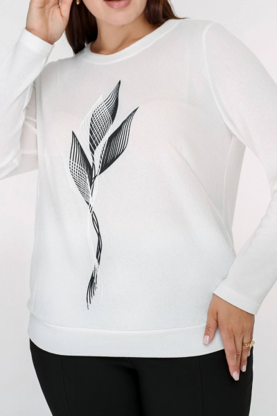 Джемпер с авторской печатью и поясом из ангоры La rouge 3329 молоко - фото 5