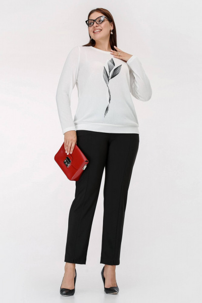 Джемпер с авторской печатью и поясом из ангоры La rouge 3329 молоко - фото 2