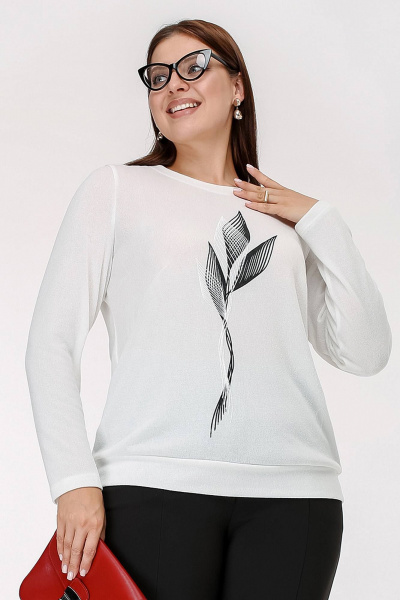 Джемпер с авторской печатью и поясом из ангоры La rouge 3329 молоко - фото 1