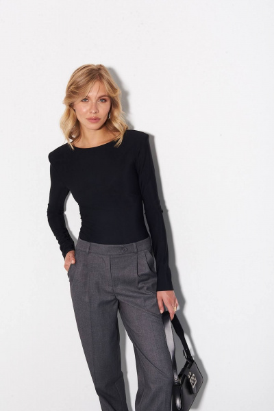 Брюки зауженные из деловой костюмной поливискозы Azet 2401 графит - фото 6