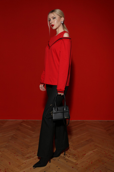 Демисезонный комплект из джемпера и брюк с имитацией топа LM КД9280-1 - фото 4