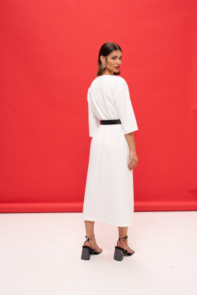 Трикотажное платье А-образного силуэта с пайетками VIZANTI 9363 белый - фото 7