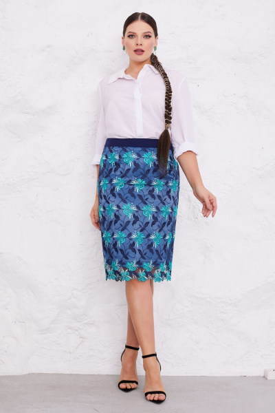 Юбка вязаная кружевная карандаш с вишивкой Lissana 4765 - фото 2