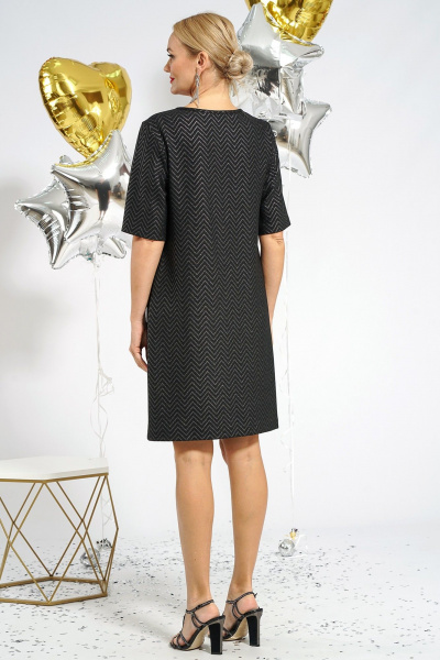 Платье трапеция из трикотажа с V-образным разрезом Alani Collection 2029 черный - фото 9