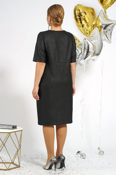 Платье трапеция из трикотажа с V-образным разрезом Alani Collection 2029 черный - фото 12