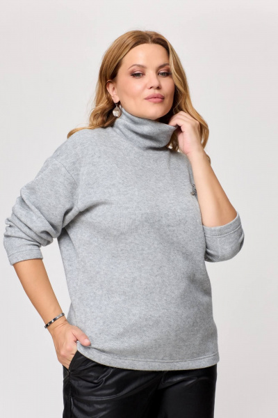 Демисезонный джемпер из трикотажа с воротником-стойкой Bliss 8057 серый - фото 3