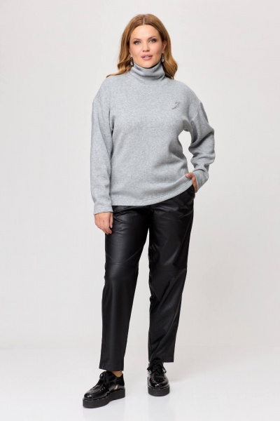 Демисезонный джемпер из трикотажа с воротником-стойкой Bliss 8057 серый - фото 1