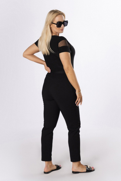 Демисезонная офисная блуза из шелка с округлым вырезом Nika.PL 07082 черный - фото 5