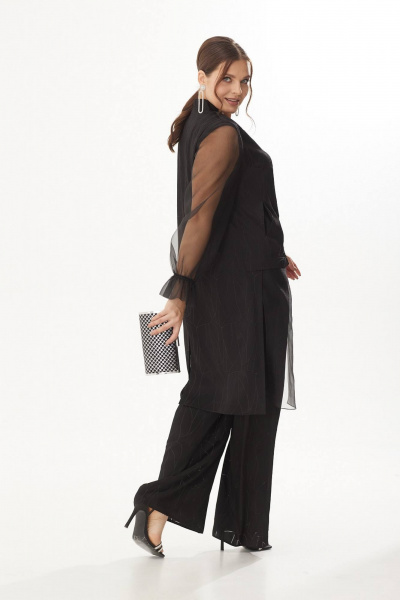Нарядный костюм с блузкой из текстиля и брюками Koketka i K 1098 черный - фото 6