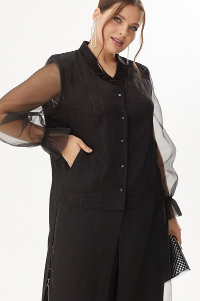 Нарядный костюм с блузкой из текстиля и брюками Koketka i K 1098 черный - фото 10
