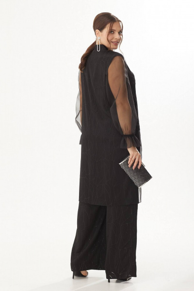 Нарядный костюм с блузкой из текстиля и брюками Koketka i K 1098 черный - фото 7