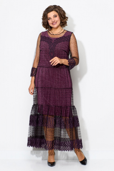Фиолетовое кружевное платье-комплект с воланами Solomeya Lux 955 пурпурно-розовый - фото 13