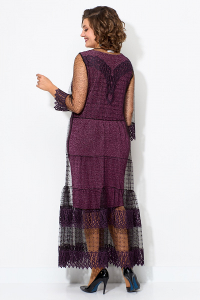 Фиолетовое кружевное платье-комплект с воланами Solomeya Lux 955 пурпурно-розовый - фото 7