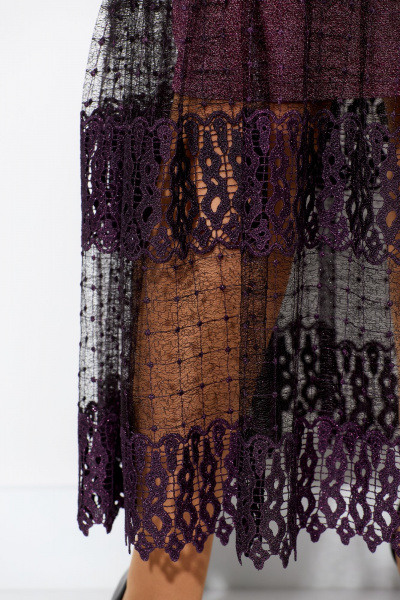 Фиолетовое кружевное платье-комплект с воланами Solomeya Lux 955 пурпурно-розовый - фото 5