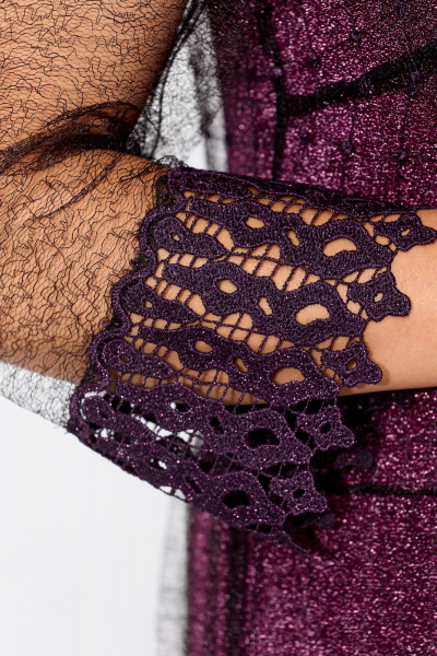 Фиолетовое кружевное платье-комплект с воланами Solomeya Lux 955 пурпурно-розовый - фото 4