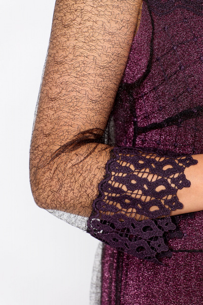 Фиолетовое кружевное платье-комплект с воланами Solomeya Lux 955 пурпурно-розовый - фото 3
