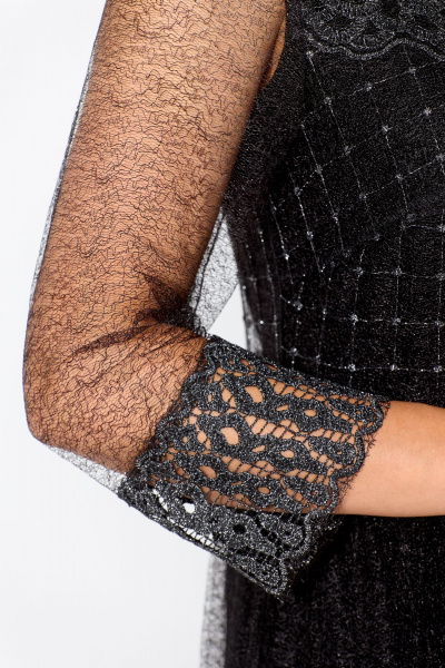 Платье-футляр и гипюровое платье с кружевами нарядный комплект Solomeya Lux 955 черный - фото 4