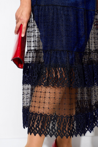 Платье-футляр и гипюровое платье с кружевами изысканный комплект Solomeya Lux 955 электрик - фото 10