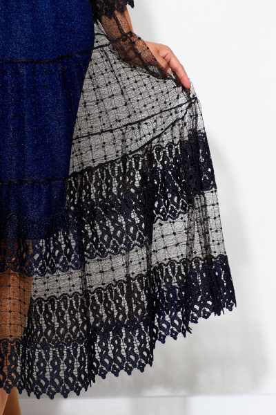 Платье-футляр и гипюровое платье с кружевами изысканный комплект Solomeya Lux 955 электрик - фото 6