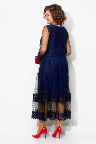 Платье-футляр и гипюровое платье с кружевами изысканный комплект Solomeya Lux 955 электрик - фото 2