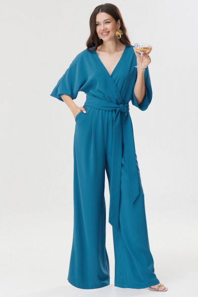 Комбинезон нарядный с расширенными брюками и запахом Lyushe 3615 - фото 5