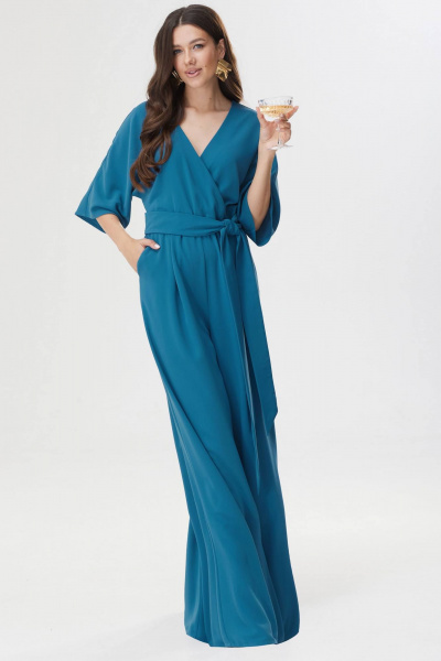 Комбинезон нарядный с расширенными брюками и запахом Lyushe 3615 - фото 4