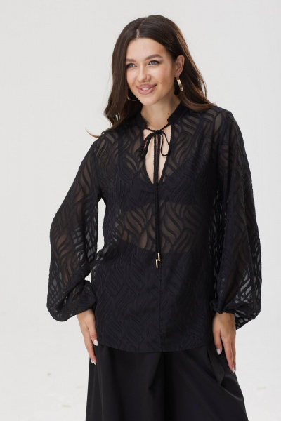 Круглогодичная нарядная блуза из шифона с V-образной горловиной Lyushe 3620 - фото 2