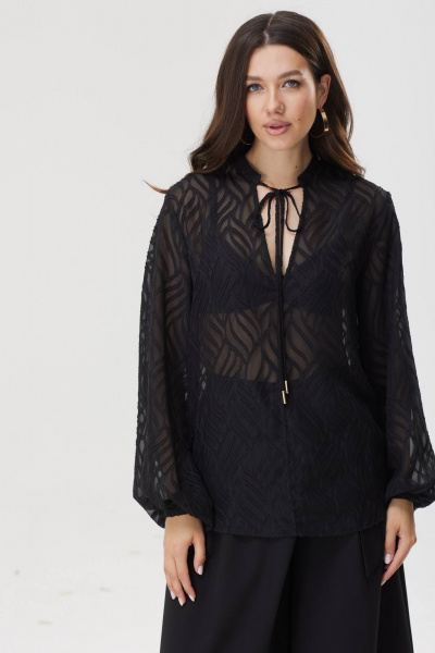 Круглогодичная нарядная блуза из шифона с V-образной горловиной Lyushe 3620 - фото 1