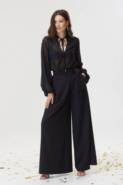 Круглогодичная нарядная блуза из шифона с V-образной горловиной Lyushe 3620 - фото 8