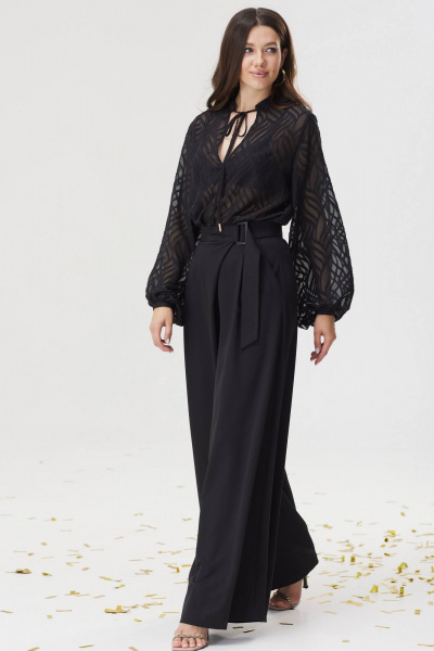 Круглогодичная нарядная блуза из шифона с V-образной горловиной Lyushe 3620 - фото 7