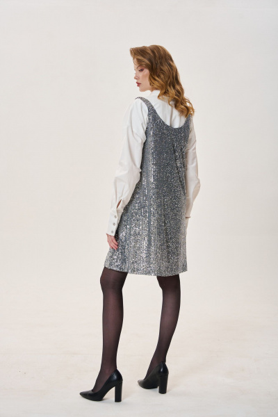 Сарафан из паеточной ткани на подкладке FLAIM 1024 серебро - фото 9