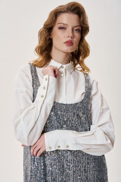 Сарафан из паеточной ткани на подкладке FLAIM 1024 серебро - фото 6