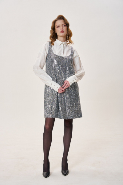 Сарафан из паеточной ткани на подкладке FLAIM 1024 серебро - фото 3