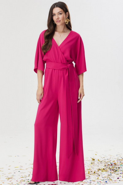 Комбинезон из струящейся ткани с поясом и вырезом на спине Lyushe 3635 - фото 1