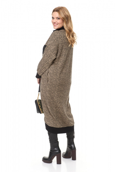 Универсальное трикотажное платье-кардиган с накладными карманами Michel chic 2139 бежевый - фото 5