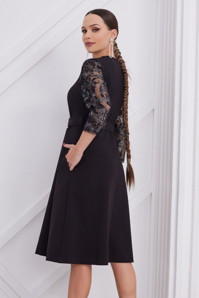 Платье кружевное и текстильное с поясом и карманами нарядный стиль Lissana 4832 - фото 8