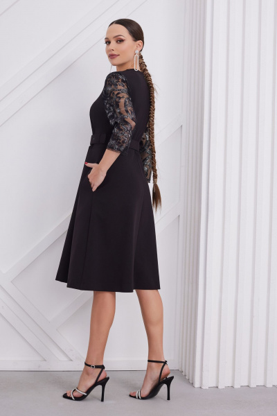 Платье кружевное и текстильное с поясом и карманами нарядный стиль Lissana 4832 - фото 7